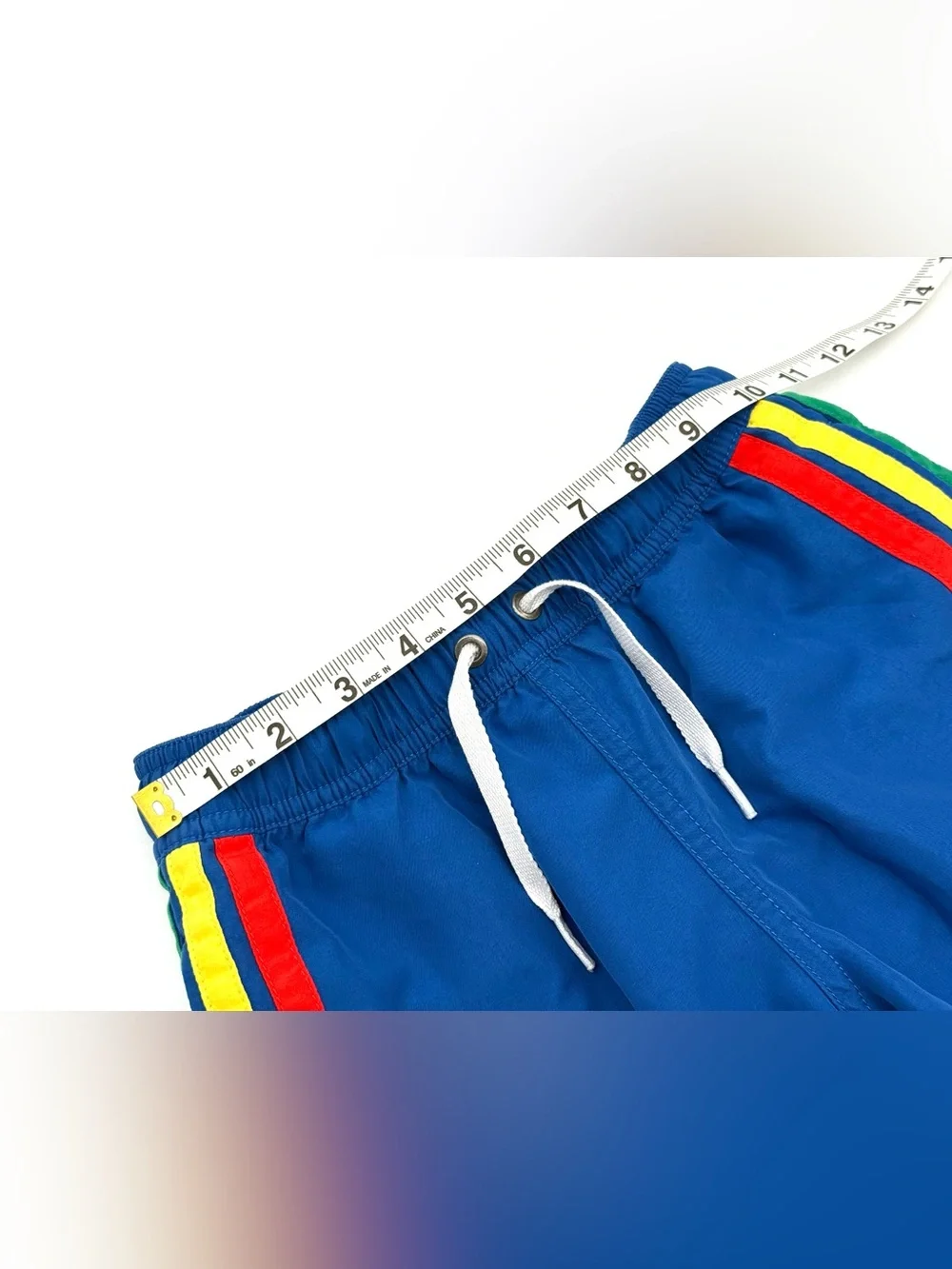 EUC Hanna Andersson Little Boys Rainbow Stripes Swim Trunks / Shorts in Blue 6-7
